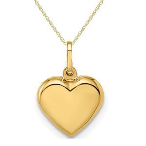 14k Yellow Gold 3 D Puffed Heart Pendant Charm for Women